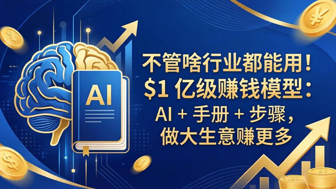 不管啥行业都能用！$1 亿级赚钱模型：AI + 手册 + 步骤，做大生意赚更多-领星网创资源站