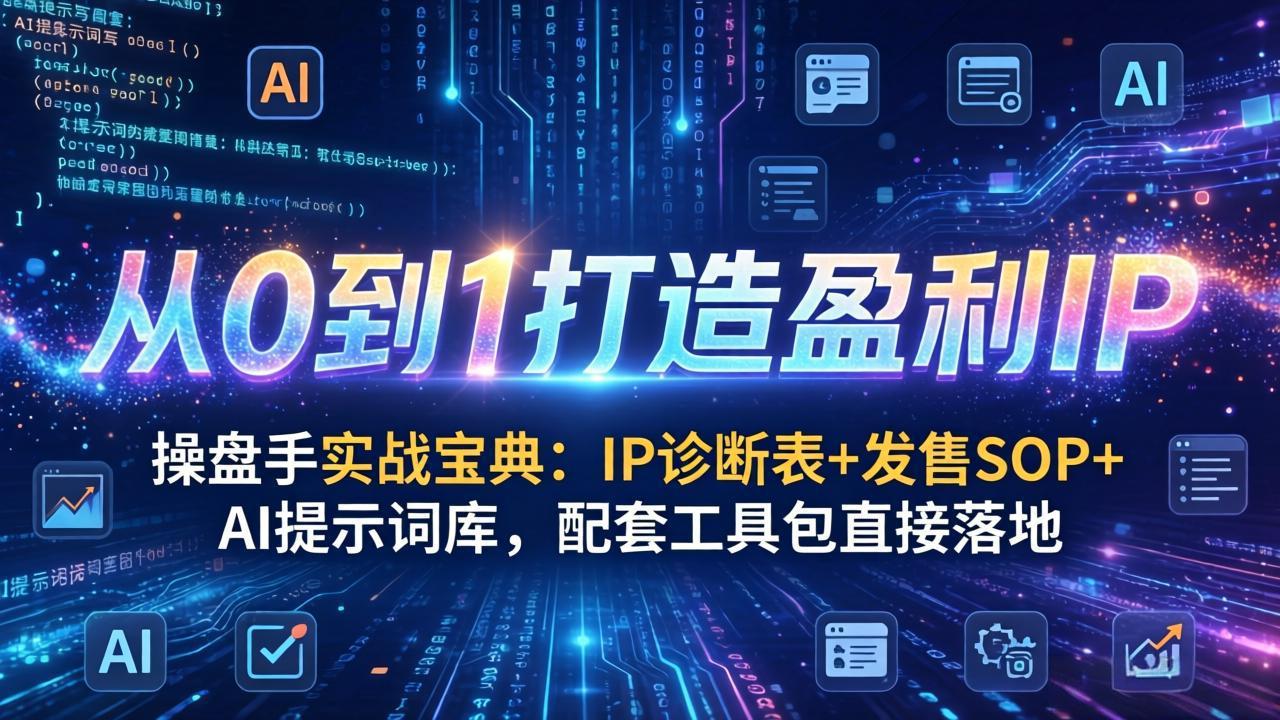 操盘手实战宝典：IP诊断表+发售SOP+AI提示词库，配套工具包直接落地，从0到1打造盈利IP-领星网创资源站