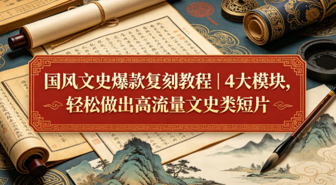 国风文史爆款复刻教程｜4大模块，轻松做出高流量文史类短片-领星网创资源站