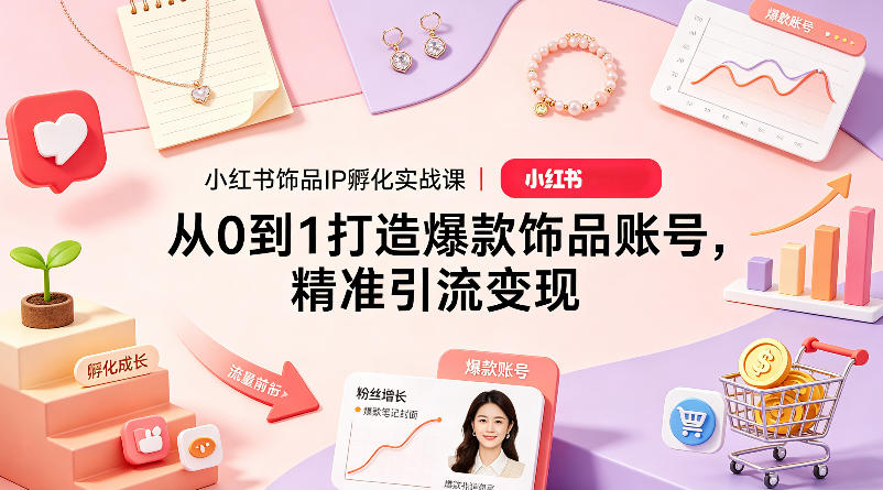 小红书饰品IP孵化实战课｜从0到1打造爆款饰品账号，精准引流变现-领星网创资源站