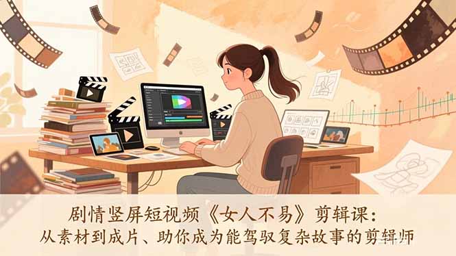 剧情竖屏短视频《女人不易》剪辑课：从素材到成片、助你成为能驾驭复杂故事的剪辑师-领星网创资源站