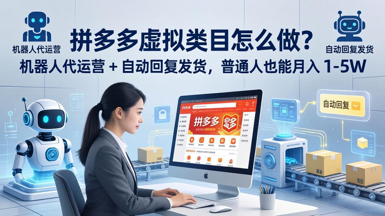 拼多多虚拟类目怎么做？机器人代运营 + 自动回复发货，普通人也能月入 1-5W-领星网创资源站
