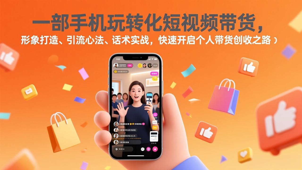 一部手机玩转化短视频带货，形象打造、引流心法、话术实战，快速开启个人带货创收之路-领星网创资源站