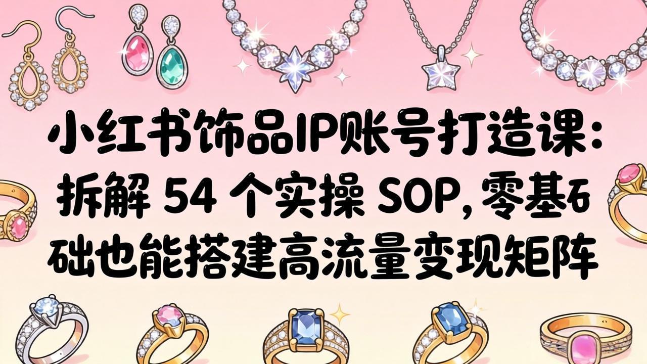 小红书饰品IP账号打造课：拆解 54 个实操 SOP，零基础也能搭建高流量变现矩阵-领星网创资源站