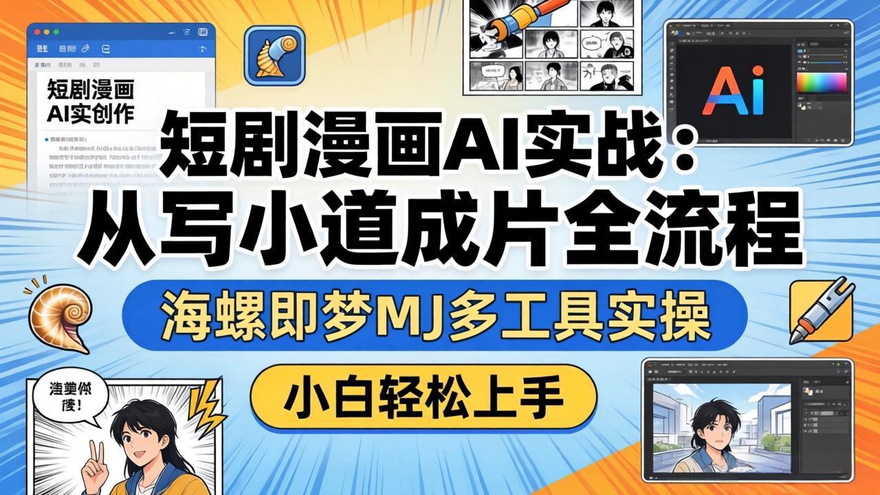 短剧漫画AI实战：从写小说到成片全流程，海螺即梦MJ多工具实操，小白轻松上手-领星网创资源站