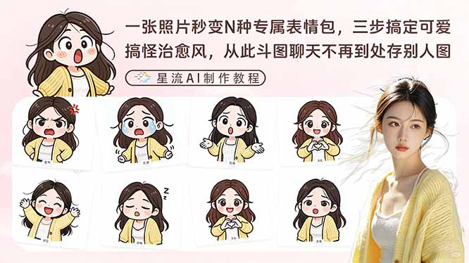 一张照片秒变N种专属表情包，三步搞定可爱搞怪治愈风，从此斗图聊天不再到处存别人图-领星网创资源站