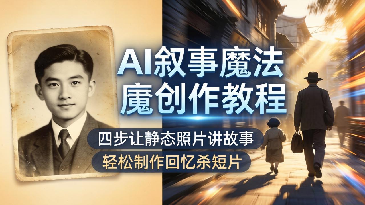 AI叙事魔法创作教程，四步让静态照片讲故事，老照片修复加动态特效，轻松制作回忆杀短片-领星网创资源站