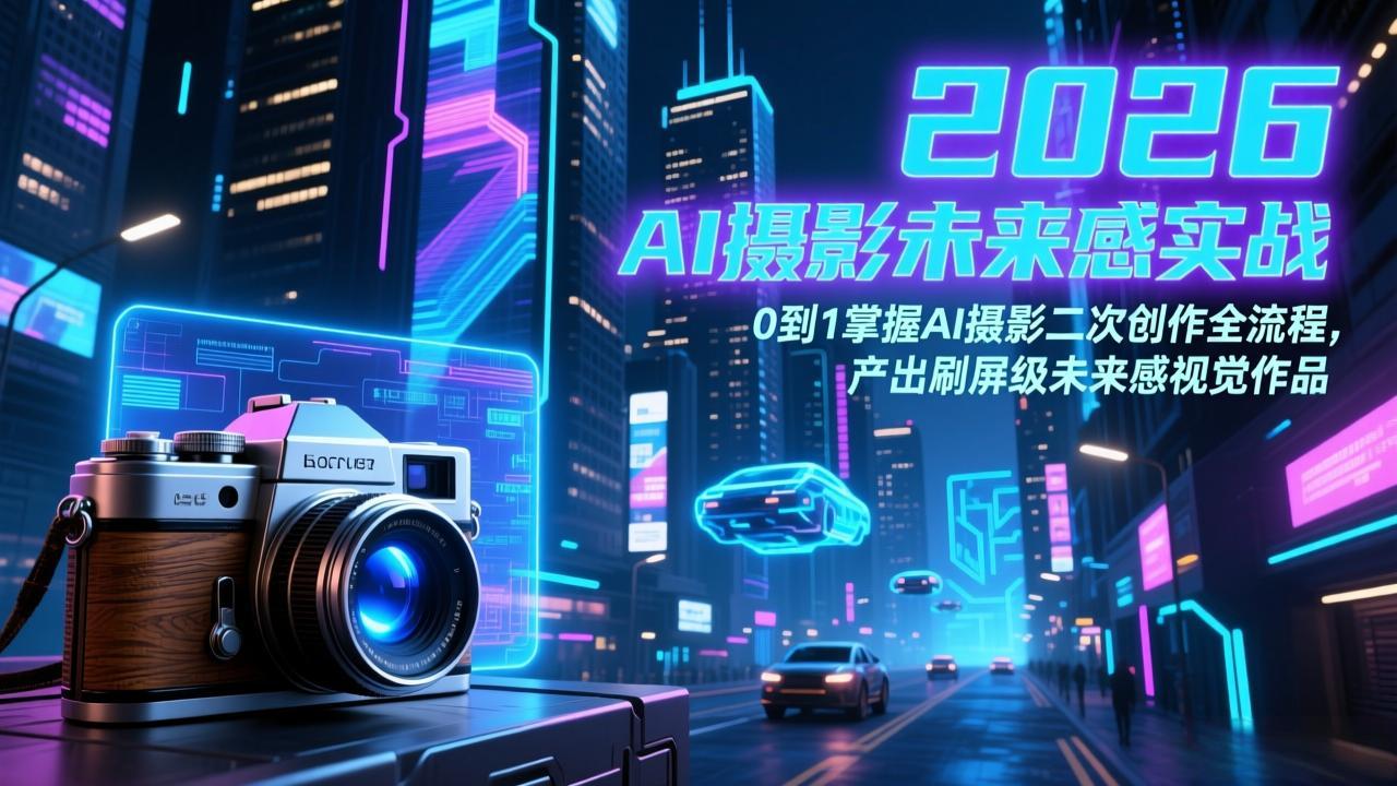 2026 AI摄影未来感实战：0到1掌握AI摄影二次创作全流程，产出刷屏级未来感视觉作品-领星网创资源站