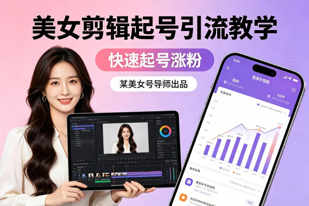 某美女号导师出品：美女剪辑起号引流教学，快速起号涨粉-领星网创资源站