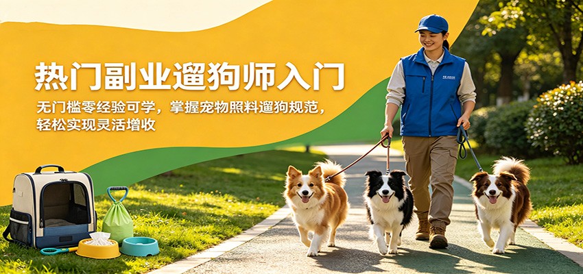 热门副业遛狗师入门，无门槛零经验可学，掌握宠物照料遛狗规范，轻松实现灵活增收-领星网创资源站