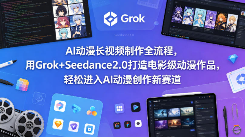 AI动漫长视频制作全流程，用Grok+Seedance2.0打造电影级动漫作品，轻松进入AI动漫创作新赛道-领星网创资源站