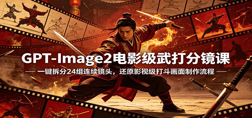 GPT-Image2电影级武打分镜课：一键拆分24组连续镜头，还原影视级打斗画面制作流程-领星网创资源站
