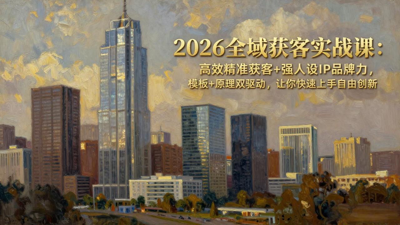 2026全域获客实战课：高效精准获客+强人设IP品牌力，模板+原理双驱动，让你快速上手自由创新-领星网创资源站