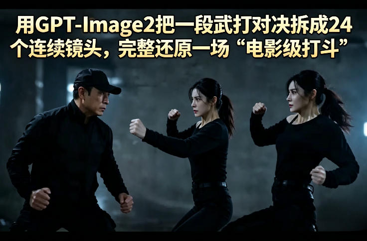 用GPT-Image2把一段武打对决拆成24个连续镜头，完整还原一场“电影级打斗”-领星网创资源站