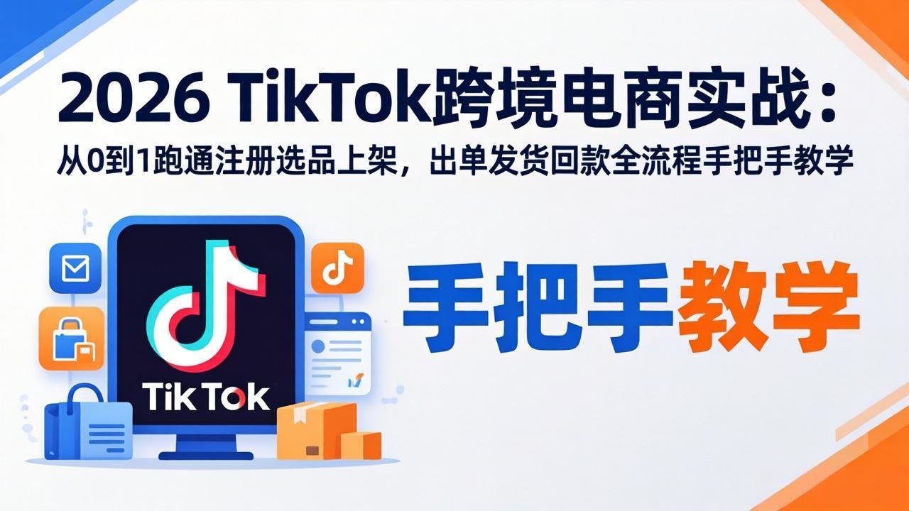 2026TikTok跨境电商实战-更新：从0到1跑通注册选品上架，出单发货回款全流程手把手教学-领星网创资源站