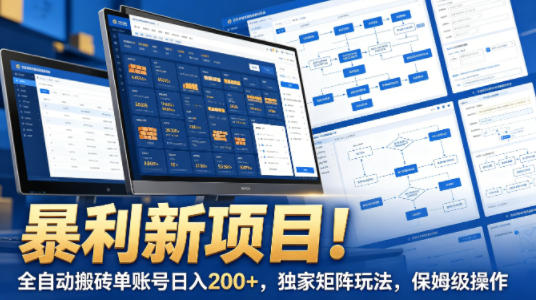 暴利新项目！全自动搬砖单账号日入200+，独家矩阵玩法，保姆级操作【揭秘】-领星网创资源站