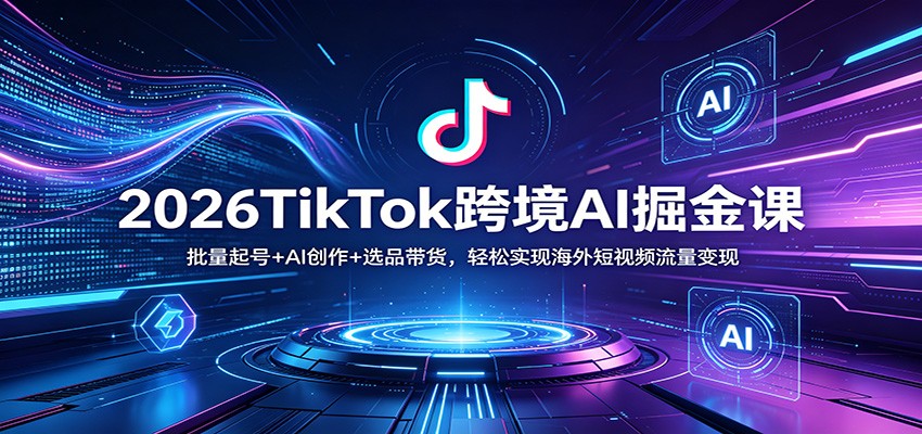 2026TikTok跨境AI掘金课：批量起号+AI创作+选品带货，轻松实现海外短视频流量变现-领星网创资源站