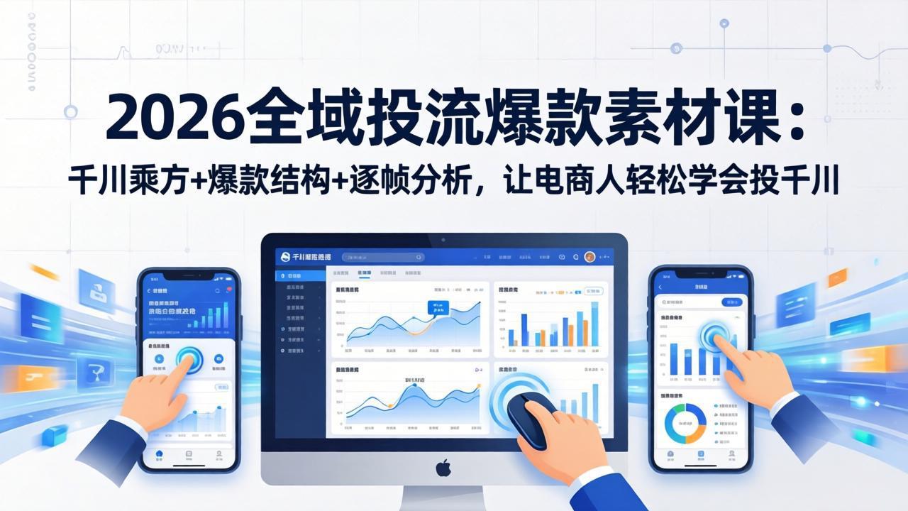2026全域投流爆款素材课：千川乘方+爆款结构+逐帧分析，让电商人轻松学会投千川-领星网创资源站