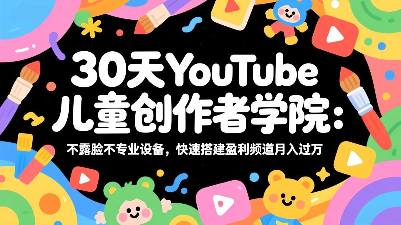 30天YouTube儿童创作者学院：不露脸不专业设备，快速搭建盈利频道月入过万-领星网创资源站