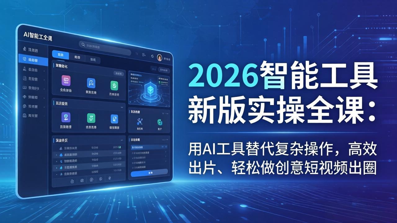 2026智能工具新版实操全课：用AI工具替代复杂操作，高效出片、轻松做创意短视频出圈-领星网创资源站