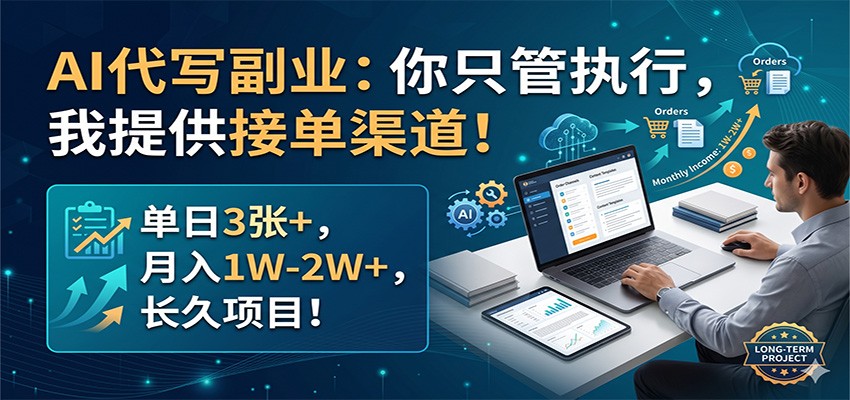 AI代写副业：你只管执行，我提供接单渠道！单日3张+，月入1W-2W+，长久项目-领星网创资源站