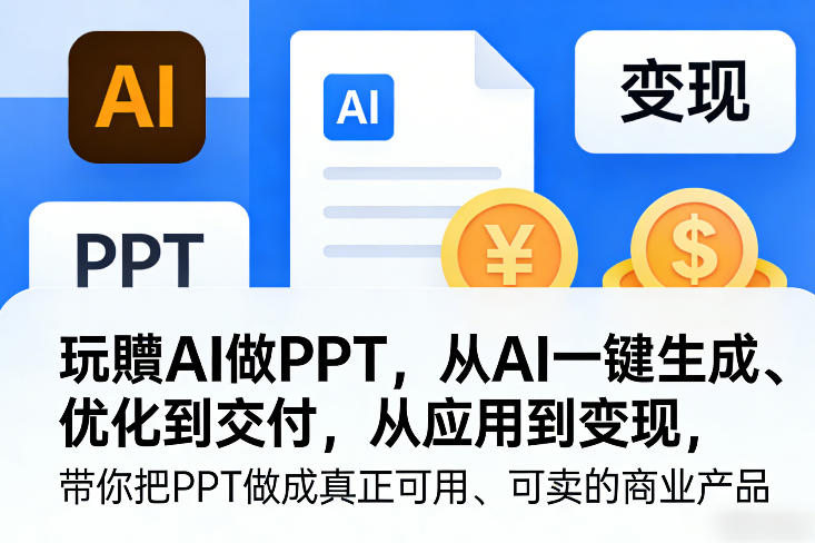 玩賺AI做PPT，从AI一键生成、优化到交付，从应用到变现，带你把PPT做成真正可用、可卖的商业产品(更新0421)-领星网创资源站