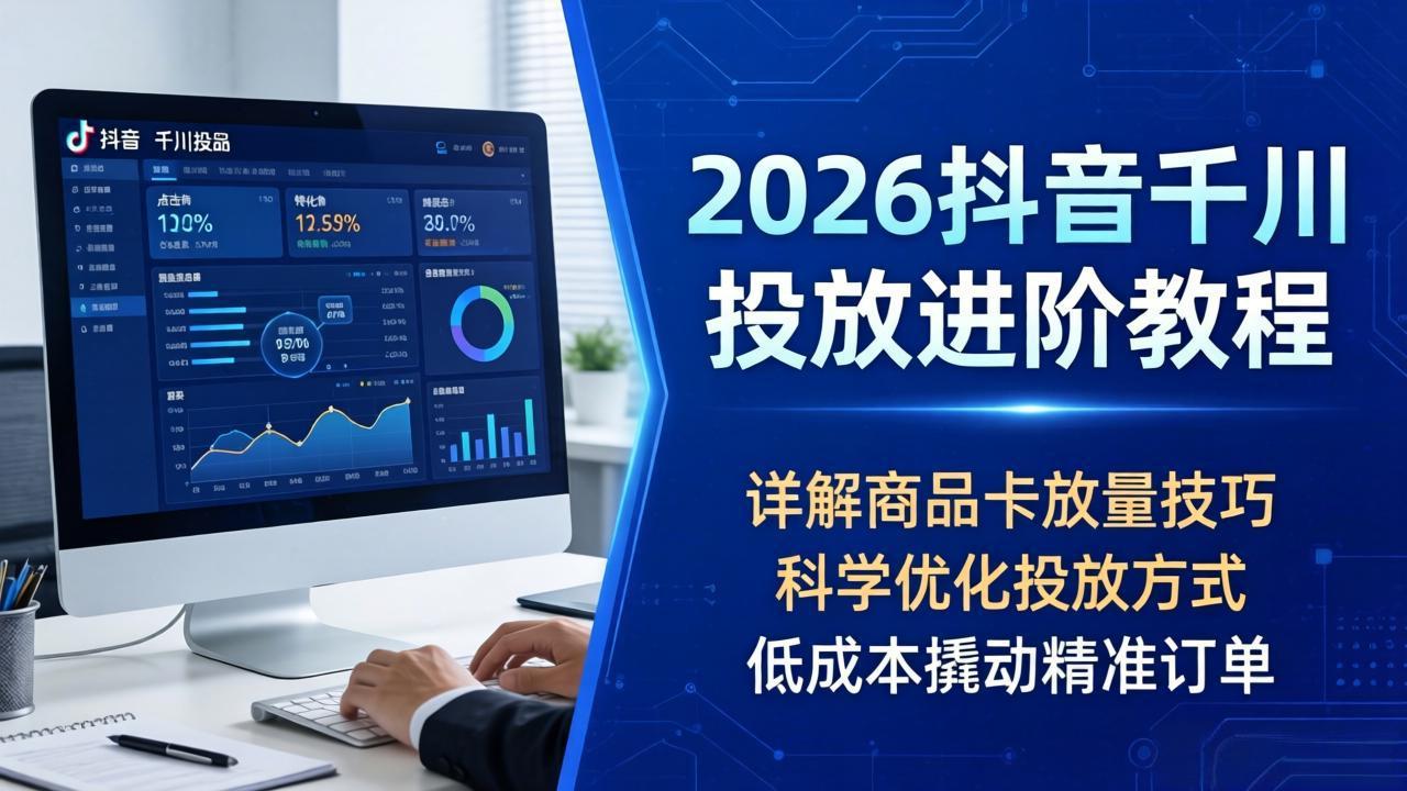 2026抖音千川投放进阶教程，详解商品卡放量技巧，科学优化投放方式，低成本撬动精准订单-领星网创资源站