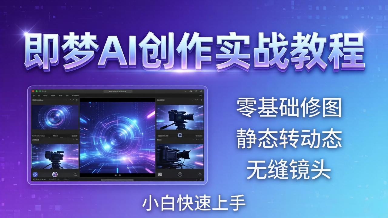 即梦AI创作实战教程，从零基础修图到AI导演，实战教学静态转动态+无缝镜头，小白快速上手-领星网创资源站