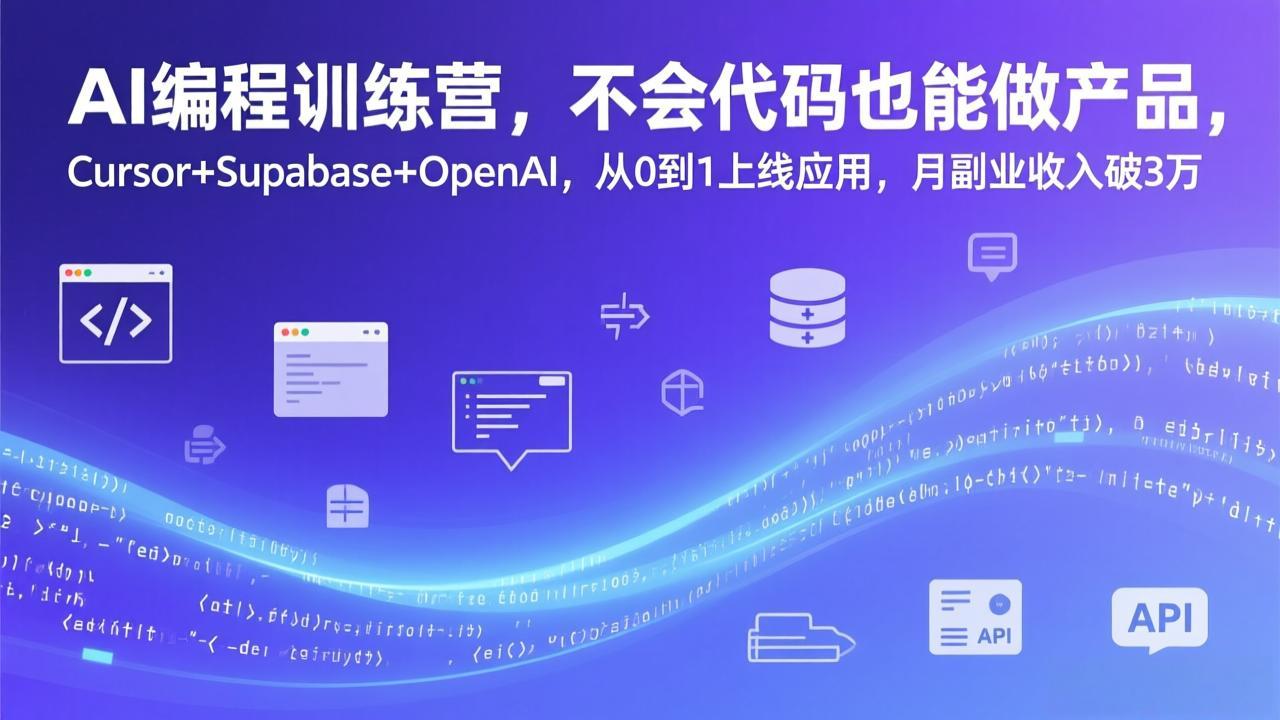 AI编程训练营，不会代码也能做产品，Cursor+Supabase+OpenAI，从0到1上线应用，月副业收入破3万-领星网创资源站