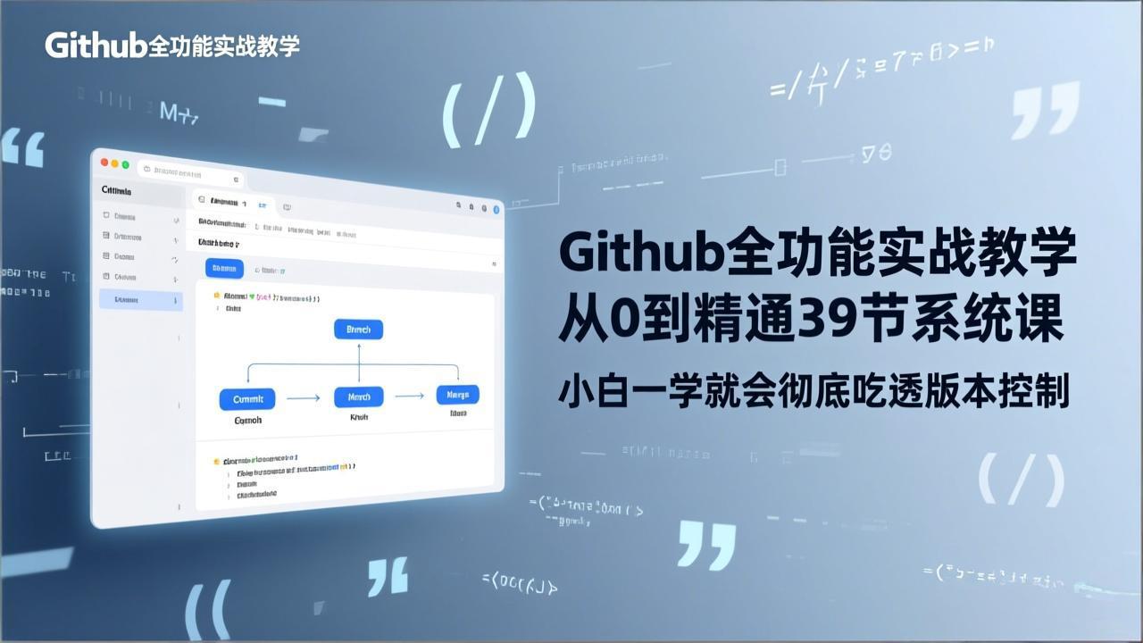 GitHub-全功能实战教学，从0到精通39节系统课，小白一学就会彻底吃透版本控制-领星网创资源站
