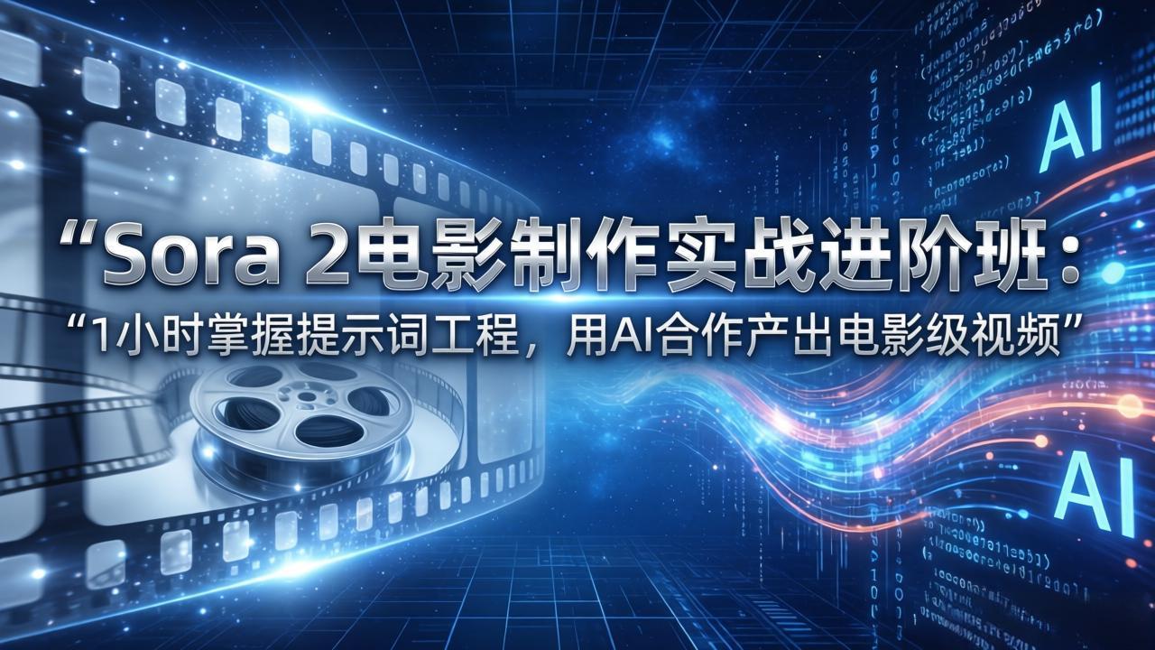 Sora 2电影制作实战进阶班：1小时掌握提示词工程，用AI合作产出电影级视频-领星网创资源站
