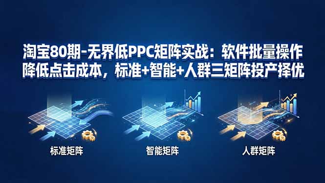 淘宝80期-无界低PPC矩阵实战：软件批量操作降低点击成本，标准+智能+人群三矩阵投产择优-领星网创资源站