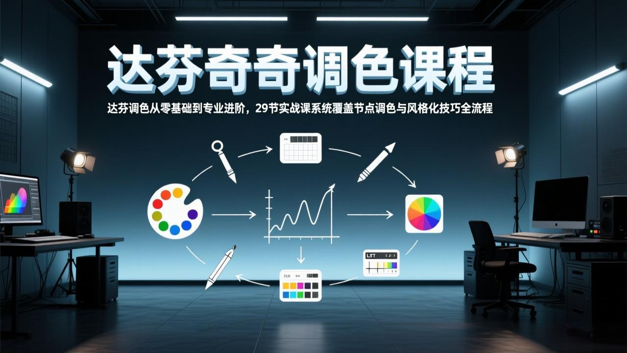 达芬奇调色从零基础到专业进阶，29节实战课系统覆盖节点调色与风格化技巧全流程-领星网创资源站