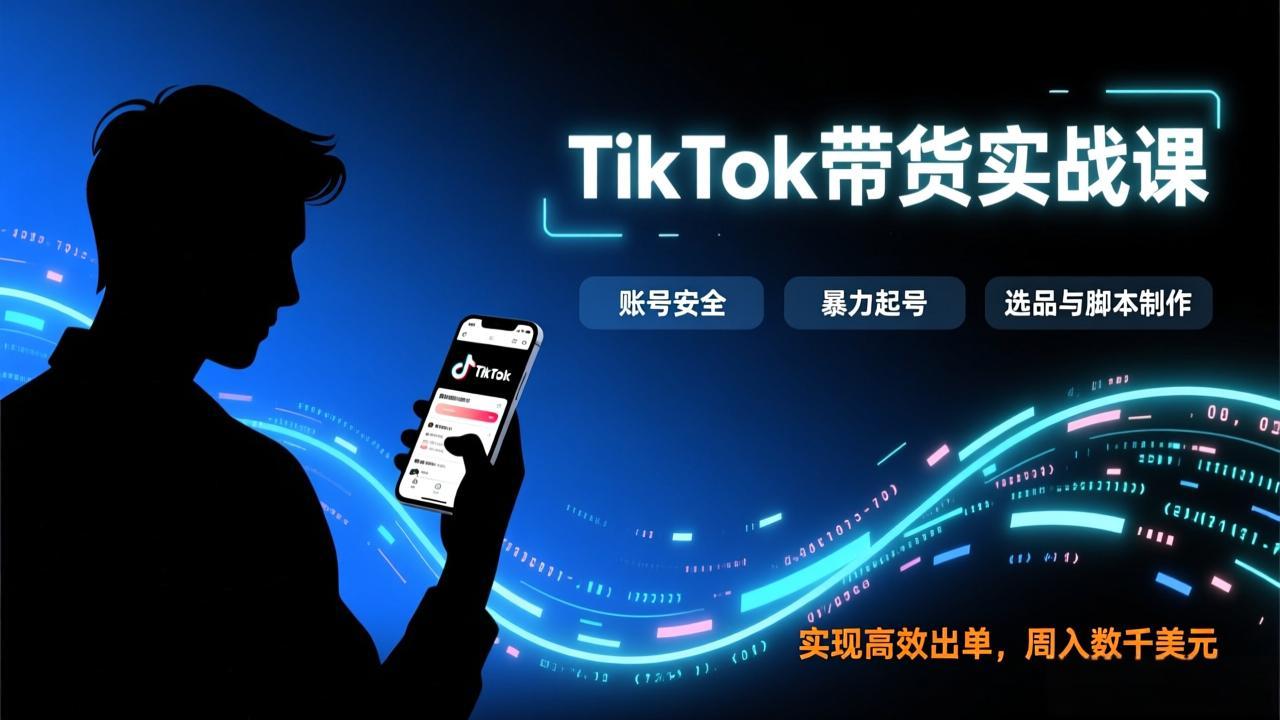 TikTok带货实战课，涵盖账号安全、暴力起号、选品与脚本制作，实现高效出单，周入数千美元-领星网创资源站