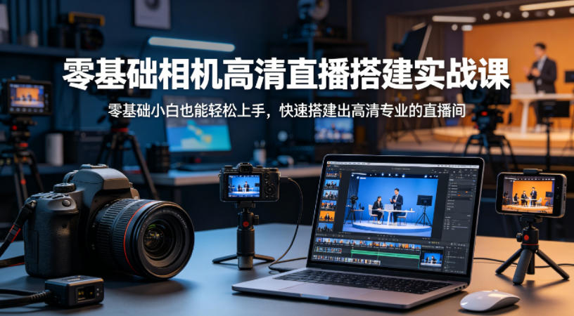 零基础相机高清直播间搭建实战课，小白也能轻松上手，快速搭建出高清专业的直播间-领星网创资源站