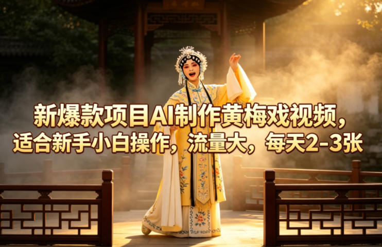新爆款项目AI制作黄梅戏视频，适合新手小白操作，流量大，每天2-3张-领星网创资源站