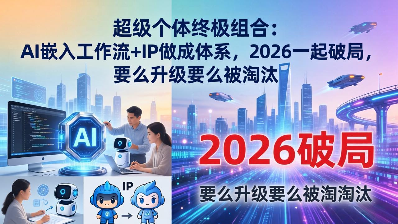 超级个体终极组合：AI嵌入工作流+IP做成体系，2026一起破局，要么升级要么被淘汰-领星网创资源站