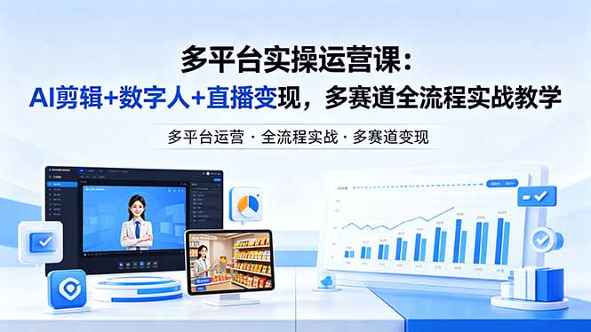某团队多平台实操运营课-更新26年4月20：AI剪辑+数字人+直播变现，多赛道全流程实战教学-领星网创资源站