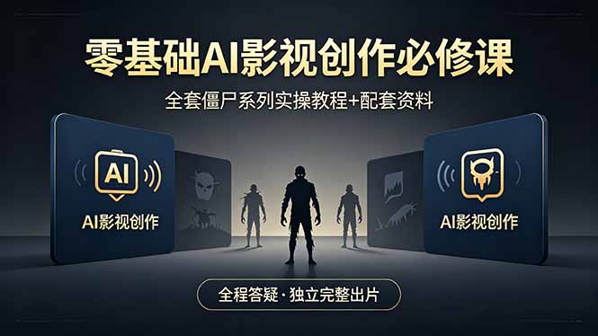 零基础AI影视创作必修课，全套僵尸系列实操教程加配套资料，全程答疑带你独立完整出片-领星网创资源站