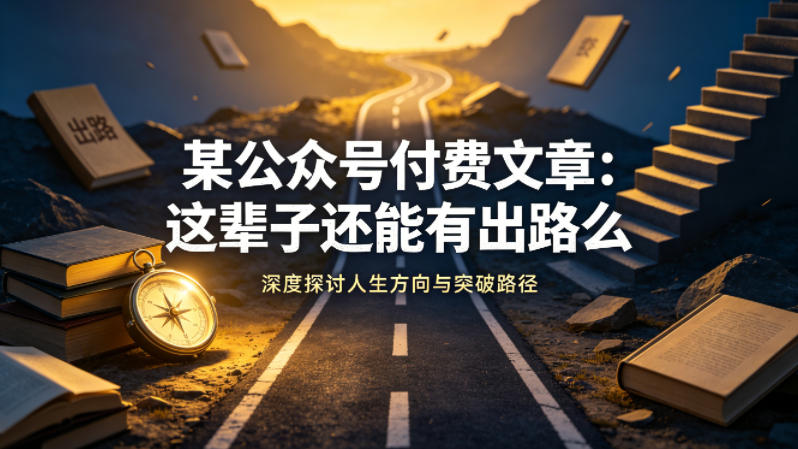 某公众号付费文章：这辈子还能有出路么-领星网创资源站