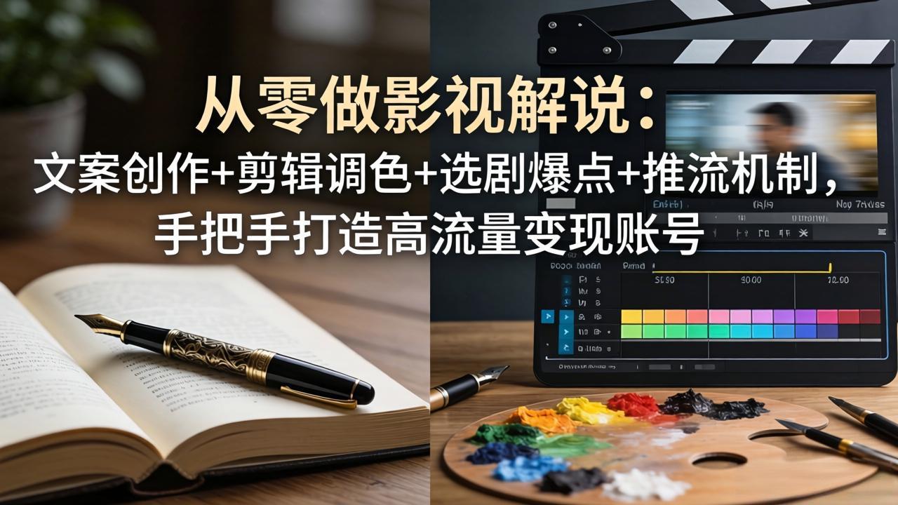 从零做影视解说：文案创作+剪辑调色+选剧爆点+推流机制，手把手打造高流量变现账号-领星网创资源站
