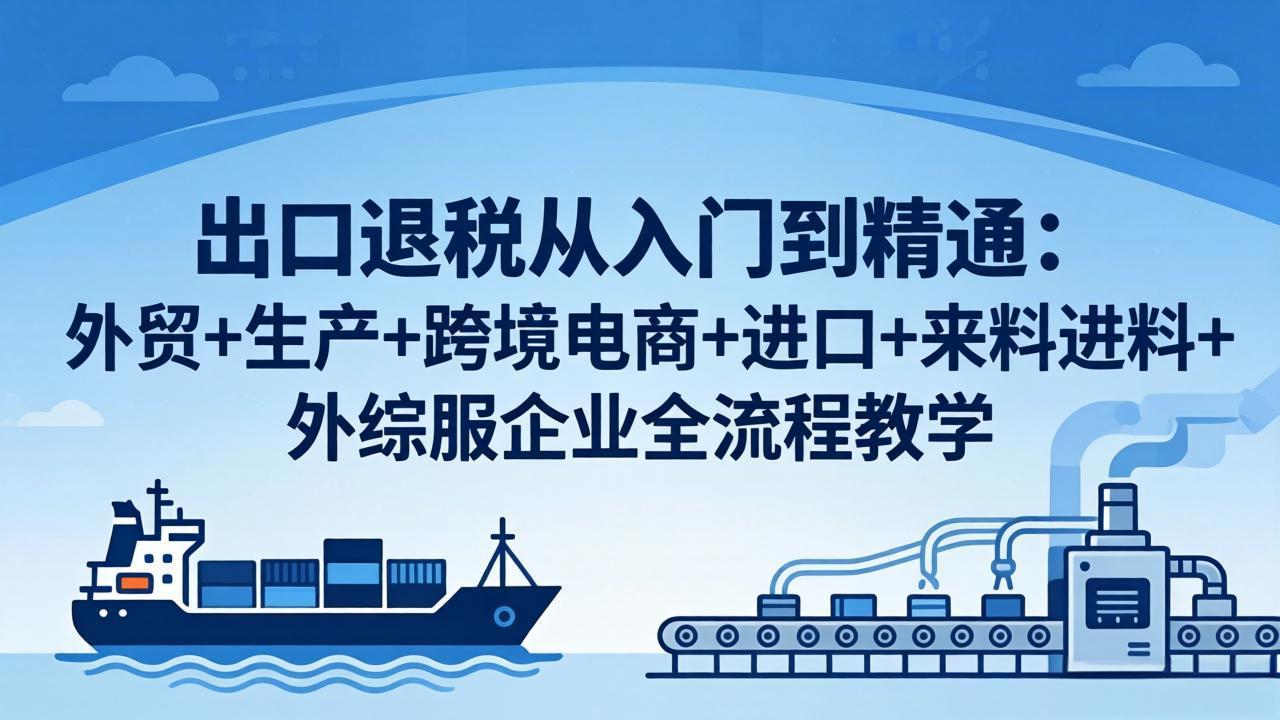 出口退税从入门到精通：外贸+生产+跨境电商+进口+来料进料+外综服企业全流程教学-领星网创资源站