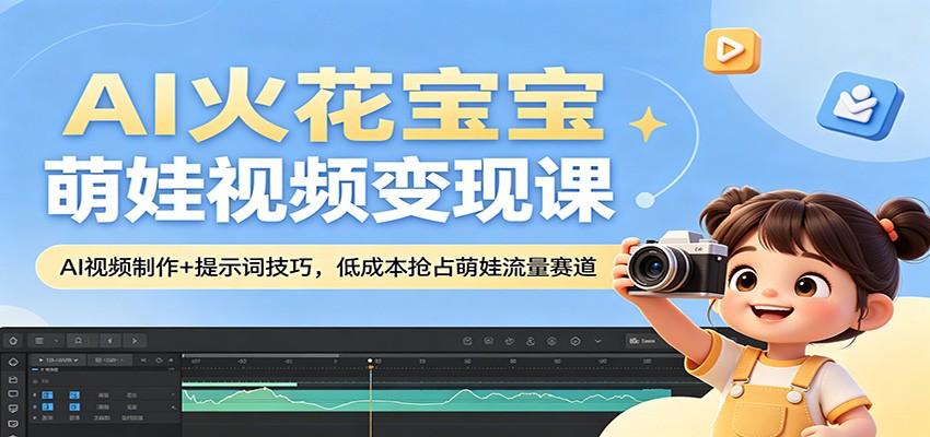 AI火花宝宝萌娃视频变现课：AI视频制作+提示词技巧，低成本抢占萌娃流量赛道-领星网创资源站