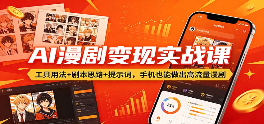 AI漫剧变现实战课：工具用法+剧本思路+提示词，手机也能做出高流量漫剧-领星网创资源站