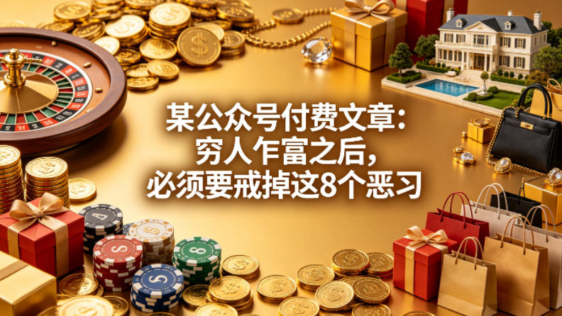 某公众号付费文章：穷人乍富之后，必须要戒掉这8个恶习-领星网创资源站