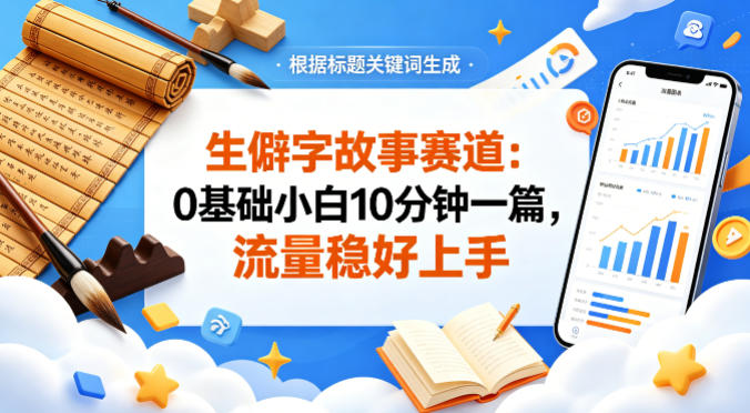 公众号流量主——生僻字故事赛道，流量稳，好上手，0基础小白也能10分钟一篇-领星网创资源站