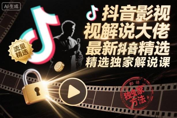 抖音影视解说大佬最新抖音进精选和独家方法，精选独家解说课(更新26年3月)-领星网创资源站