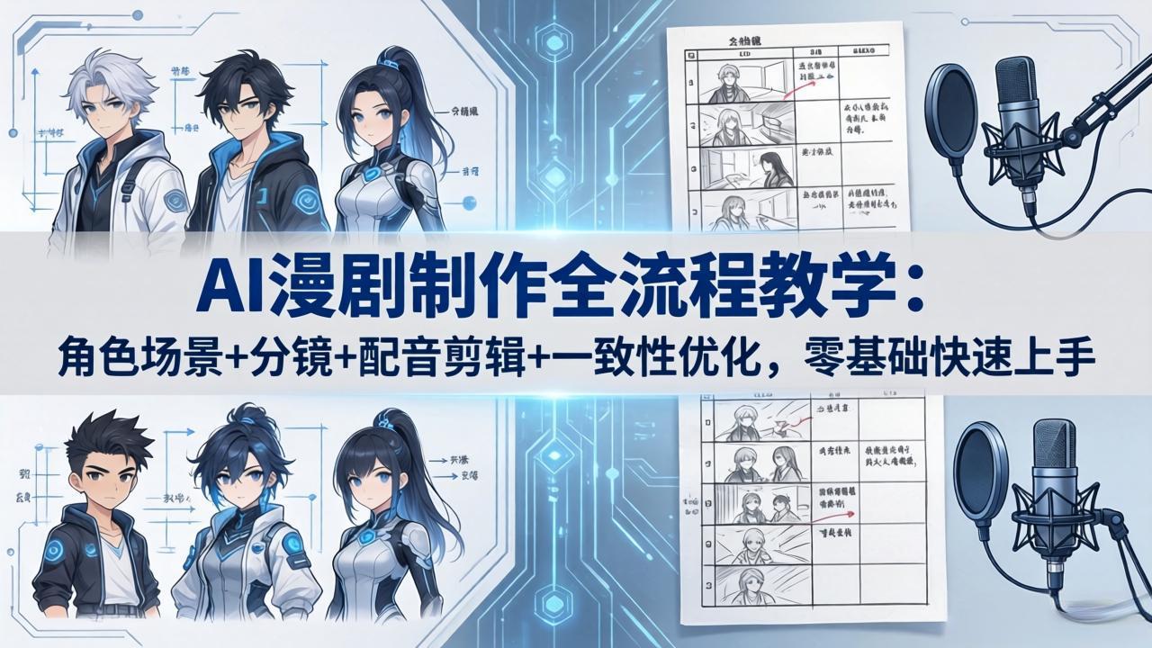 AI漫剧制作全流程教学：角色场景+分镜+配音剪辑+一致性优化，零基础快速上手-领星网创资源站