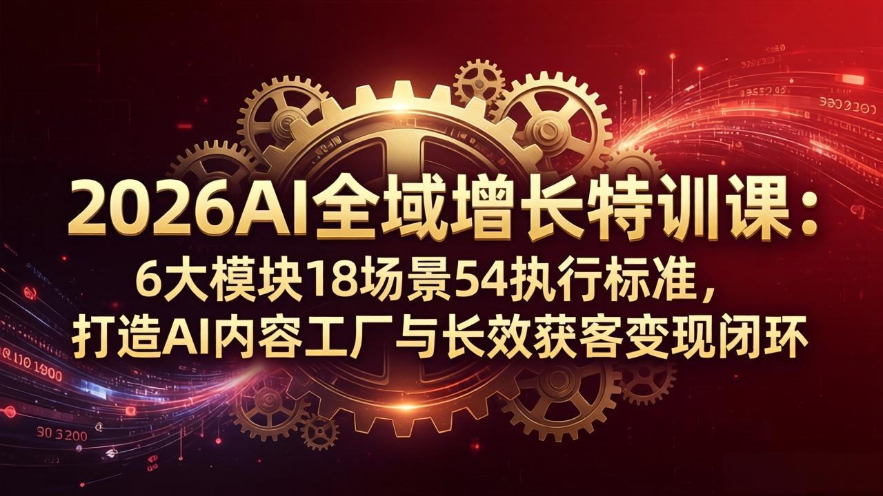 2026AI全域增长特训课：6大模块18场景54执行标准，打造AI内容工厂与长效获客变现闭环-领星网创资源站