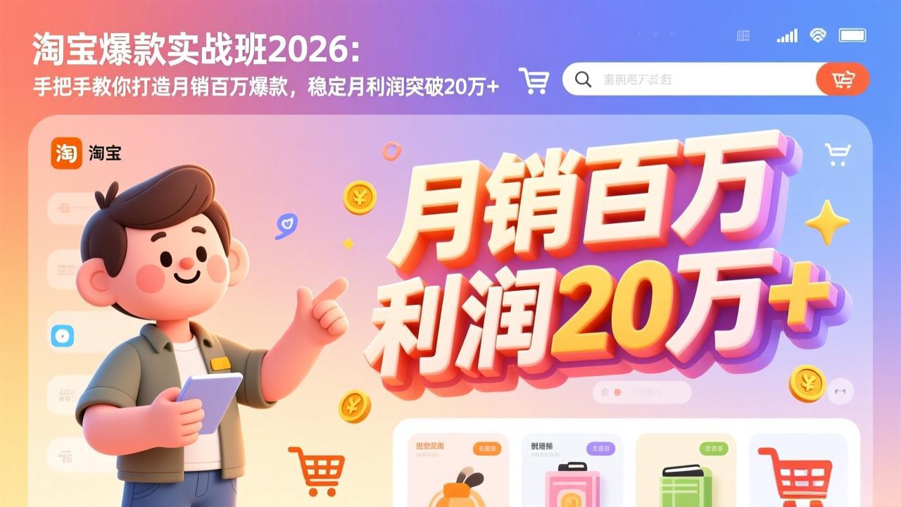 淘宝爆款实战班-2026年2月更新：手把手教你打造月销百万爆款，稳定月利润突破20万+-领星网创资源站